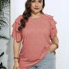 71F3KtHjhzL._AC_SY550_ Camisetas de talla grande para mujer, manga corta con volantes