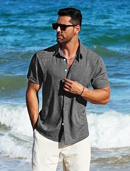 811TfRwLI7L._AC_SY550_ Camisas de lino para hombre MAPICK