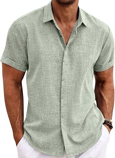 81+oQBvBR-L._AC_SY550_ Camisas de lino para hombre COOFANDY
