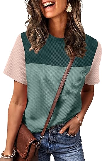 81r7c+ABHBL._AC_SY550_ Camisas de manga corta con cuello redondo para mujer WIHOLL